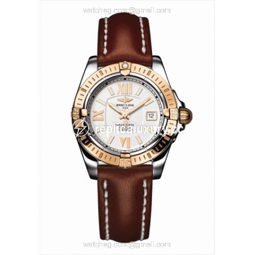 Breitling Cockpit Lady Gold Bezel / Silver / Calf C7135612.G650