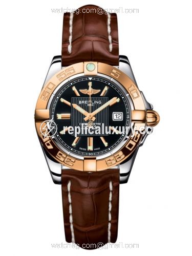 Breitling Galactic 32 Stainless Steel / Rose Gold / Trophy Black / Croco C71356L2.BA12.778P