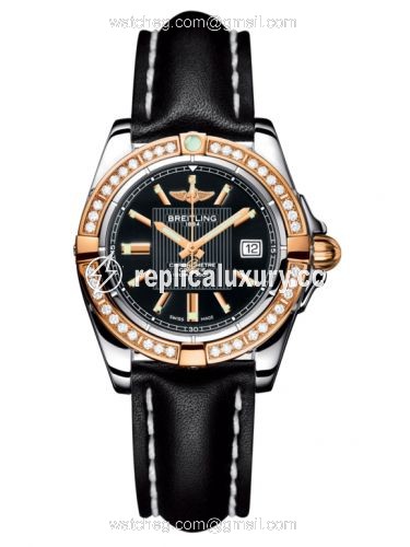 Breitling Galactic 32 Stainless Steel / Rose Gold / Diamond / Trophy Black / Calf C71356LA.BA12.408X