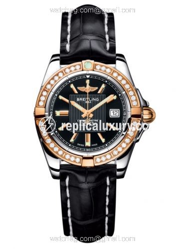 Breitling Galactic 32 Stainless Steel / Rose Gold / Diamond / Trophy Black / Croco C71356LA.BA12.777P