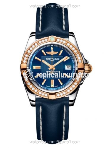 Breitling Galactic 32 Stainless Steel / Rose Gold / Diamond / Metallica Blue / Calf C71356LA.C813.116X