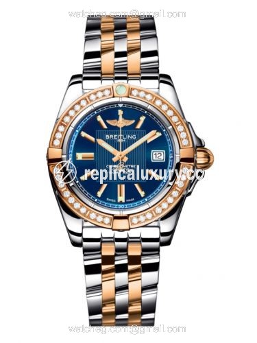 Breitling Galactic 32 Stainless Steel / Rose Gold / Diamond / Metallica Blue / Bracelet C71356LA.C813.367C