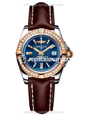 Breitling Galactic 32 Stainless Steel / Rose Gold / Diamond / Metallica Blue / Calf C71356LA.C813.410X