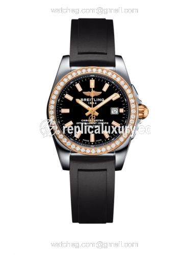 Breitling Galactic 29 Stainless Steel / Rose Gold / Diamond / Trophy Black / Rubber C7234853/BF32/248S/A12S.1