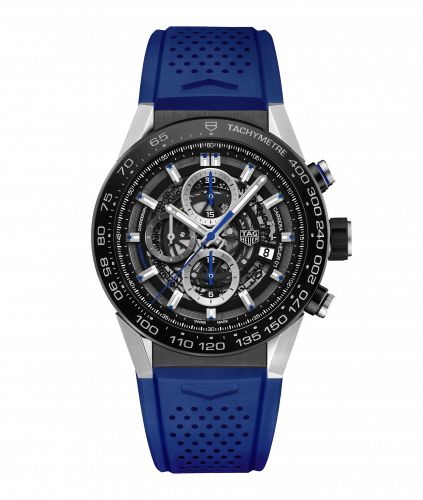 TAG Heuer Carrera Calibre Heuer 01 45 Stainless Steel / Skeleton / Rubber / Blue Touch CAR2A1T.FT6052