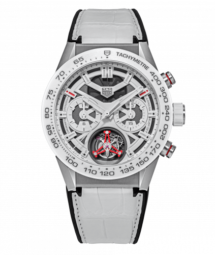 TAG Heuer Carrera Calibre Heuer 02T 45 Chronograph Tourbillon Titanium / Ceramic / Alligator / Ginza CAR5A8S.EB0136