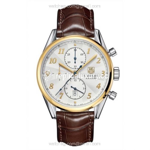 TAG Heuer Carrera Calibre 16 41 Heritage Stainless Steel / Yellow Gold / Silver / Alligator CAS2150.FC6291