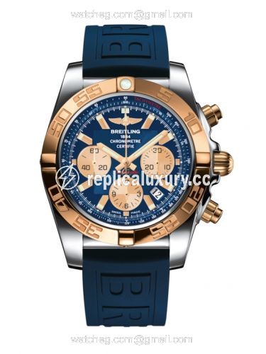 Breitling Chronomat 44 Stainless Steel / Rose Gold / Metallica Blue / Rubber CB011012.C790.158S