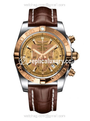 Breitling Chronomat 44 Stainless Steel / Rose Gold / Golden Sun / Croco / Pin CB011012/H548/739P/A20BA.1