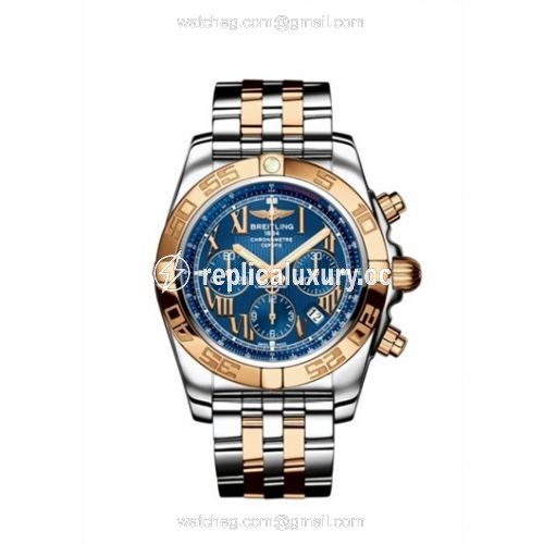 Breitling Chronomat 44 Stainless Steel / Rose Gold / Riviera Blue / Bracelet CB011012.C784.375C