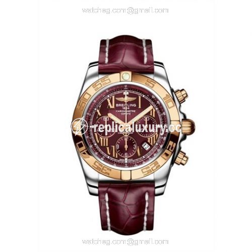 Breitling Chronomat 44 Stainless Steel / Rose Gold / Mirage Red Roman / Croco CB011012.K523.743P
