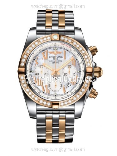 Breitling Chronomat 44 Stainless Steel / Rose Gold / Diamond / Pearl Roman / Bracelet CB011053.A693.375C