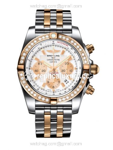 Breitling Chronomat 44 Stainless Steel / Rose Gold / Diamond / Antarctica White / Bracelet CB011053.A696.375C