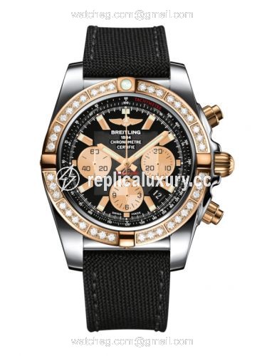 Breitling Chronomat 44 Stainless Steel / Rose Gold / Diamond / Onyx Black / Military CB011053.B968.103W