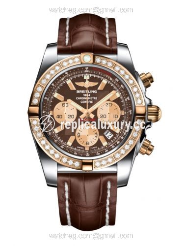 Breitling Chronomat 44 Stainless Steel / Rose Gold / Diamond / Metallica Brown / Croco CB011053.Q576.739P