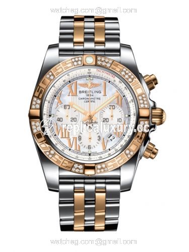 Breitling Chronomat 44 Stainless Steel / Rose Gold / Diamond / Pearl Roman / Bracelet CB0110AA.A693.375C