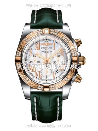 Breitling Chronomat 44 Stainless Steel / Rose Gold / Diamond / Pearl Roman / Croco CB0110AA.A693.748P