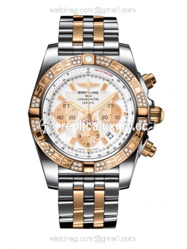 Breitling Chronomat 44 Stainless Steel / Rose Gold / Diamond / Antarctica White / Bracelet CB0110AA.A696.375C