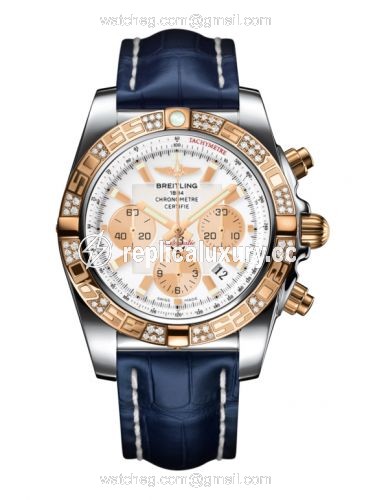 Breitling Chronomat 44 Stainless Steel / Rose Gold / Diamond / Antarctica White / Croco CB0110AA.A696.731P