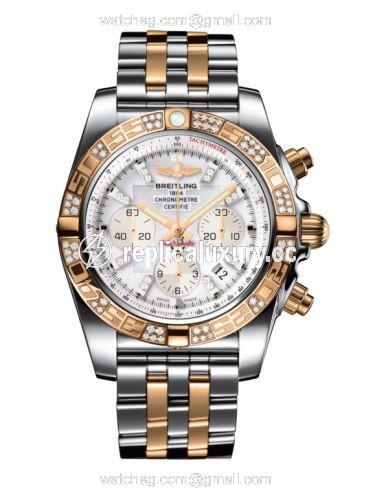 Breitling Chronomat 44 Stainless Steel / Rose Gold / Diamond / Pearl Diamond / Bracelet CB0110AA.A698.375C