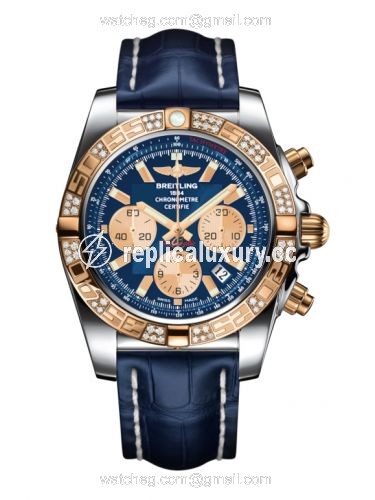 Breitling Chronomat 44 Stainless Steel / Rose Gold / Diamond / Metallica Blue / Croco CB0110AA.C790.731