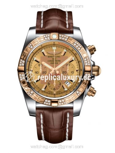 Breitling Chronomat 44 Stainless Steel / Rose Gold / Golden Sun Diamond / Croco CB0110AA.H548.739P