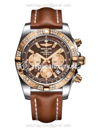 Breitling Chronomat 44 Stainless Steel / Rose Gold / Diamond / Metallica Brown / Calf CB0110AA.Q576.433X