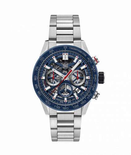 TAG Heuer Carrera Calibre Heuer 02 43 Stainless Steel / Blue Ceramic / Skeleton / Bracelet CBG2011.BA0662