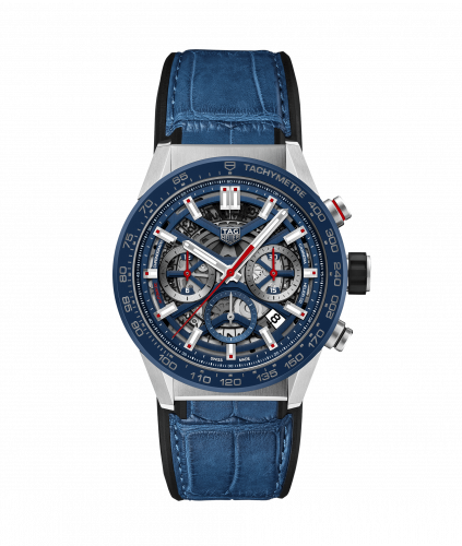 TAG Heuer Carrera Calibre Heuer 02 43 Stainless Steel / Blue Ceramic / Skeleton / Alligator CBG2011.FC6430