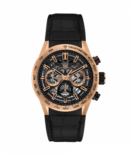 TAG Heuer Carrera Calibre Heuer 02 43 Rose Gold / Skeleton / Alligator CBG2051.FC6426