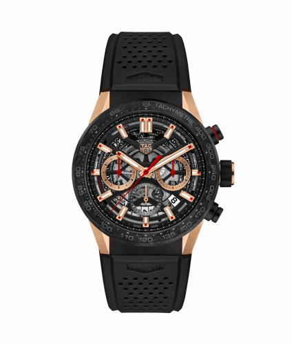 TAG Heuer Carrera Calibre Heuer 02 43 Rose Gold / Carbon / Skeleton / Rubber CBG2052.FT6143