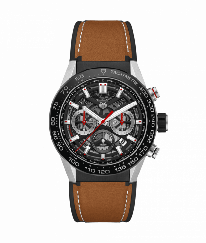 TAG Heuer Carrera Calibre Heuer 02 45 Stainless Steel / Black Ceramic / Skeleton / Calf CBG2A10.FT6169