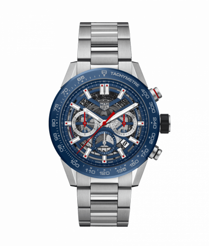 TAG Heuer Carrera Calibre Heuer 02 45 Stainless Steel / Blue Ceramic / Skeleton / Bracelet CBG2A11.BA0654