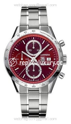 TAG Heuer Carrera Calibre 16 41 Stainless Steel / Burgundy / Japan CV201D.BA0786
