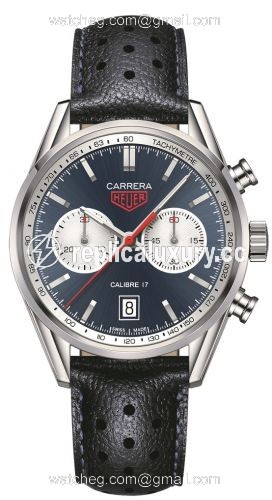 TAG Heuer Carrera Calibre 17 41 Stainless Steel / Blue / Calf CV211A.FC6335