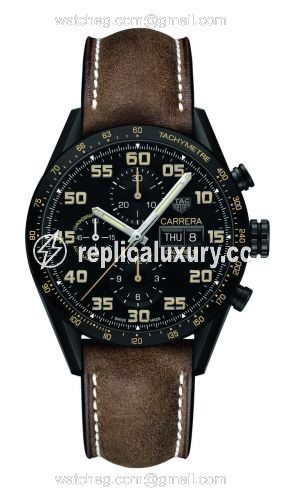 TAG Heuer Carrera Calibre 16 Day Date 43 Titanium PVD / Black / Calf CV2A84.FC6394
