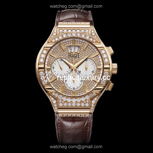 Piaget Polo 43 Chronograph Pink Gold Full Diamond G0A33039