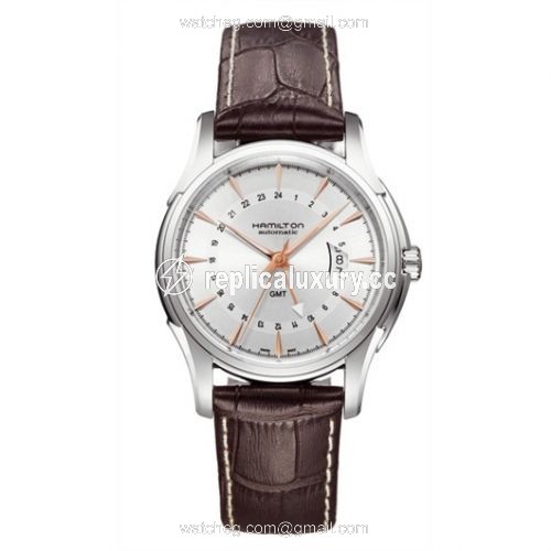 Hamilton Jazzmaster Traveler GMT 42mm Silver Dial / Gold Indexen H32585557