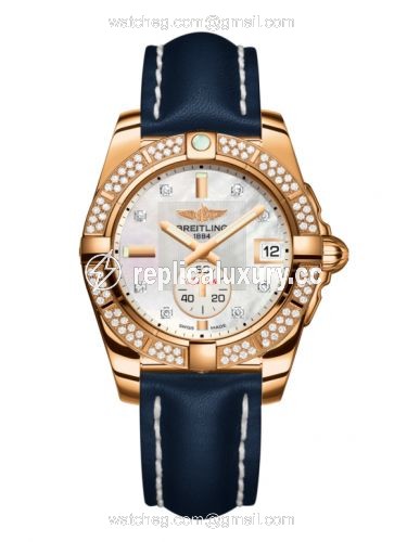 Breitling Galactic 36 Automatic Rose Gold / Diamond / Pearl Diamond / Calf H3733053.A725.194X