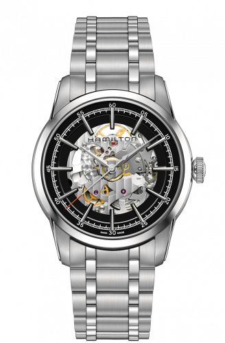 Hamilton Railroad Skeleton Automatic Steel / Black / Bracelet H40655131
