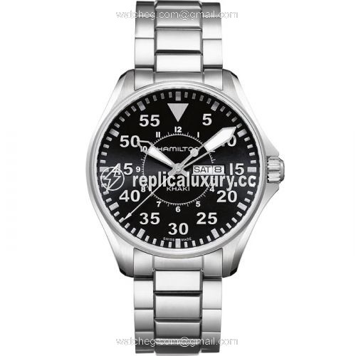 Hamilton Khaki Pilot Day Date Quartz Black / Bracelet H64611135