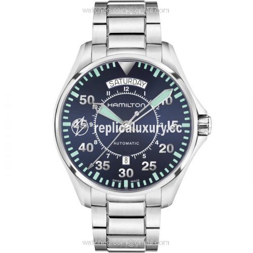 Hamilton Khaki Pilot Day Date Blue / Bracelet H64615145