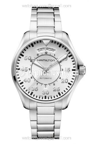 Hamilton Khaki Pilot Day Date Silver / Bracelet H64615155