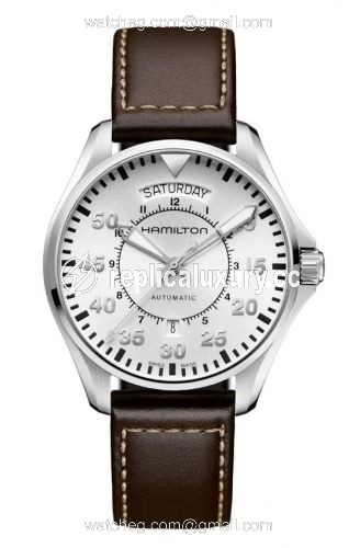 Hamilton Khaki Pilot Day Date Silver / Strap H64615555