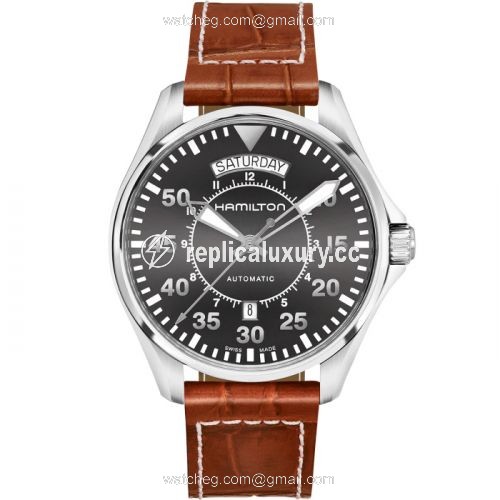 Hamilton Khaki Pilot Day Date Grey / Strap H64615585