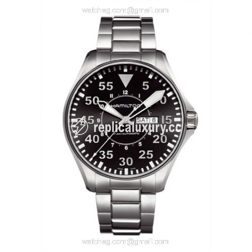 Hamilton Khaki Aviation Pilot Day Date Auto Black / Bracelet H64715135