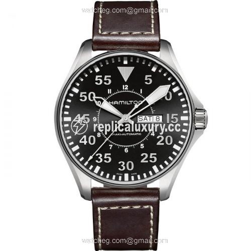 Hamilton Khaki Aviation Pilot Day Date Auto Black H64715535