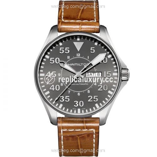 Hamilton Khaki Aviation Pilot Day Date Auto Grey H64715885