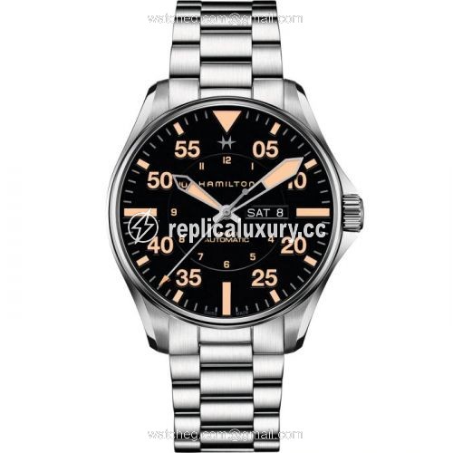 Hamilton Khaki Aviation Pilot Day-Date Auto 46 Stainless Steel / Black / Bracelet H64725131
