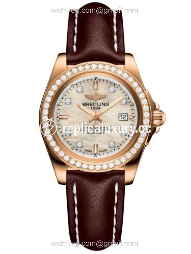 Breitling Galactic 32 Sleek Edition Rose Gold / Diamond / Pearl Diamond / Calf H7133053.A803.410X